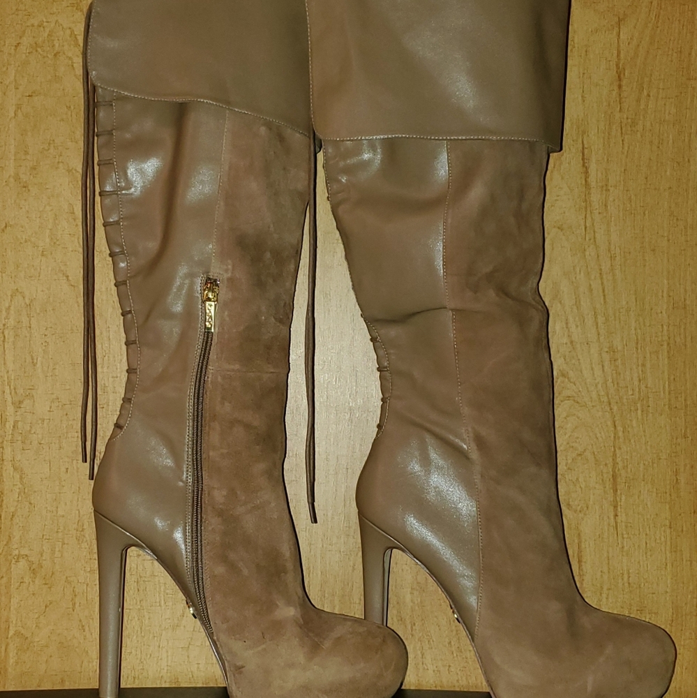 BeBe Thigh High Leather/Suede Boots